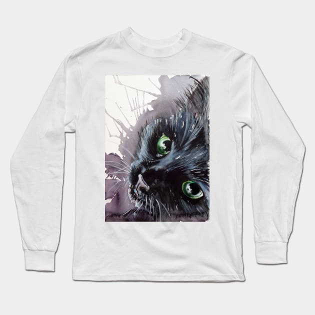 Black cat Long Sleeve T-Shirt by kovacsannabrigi